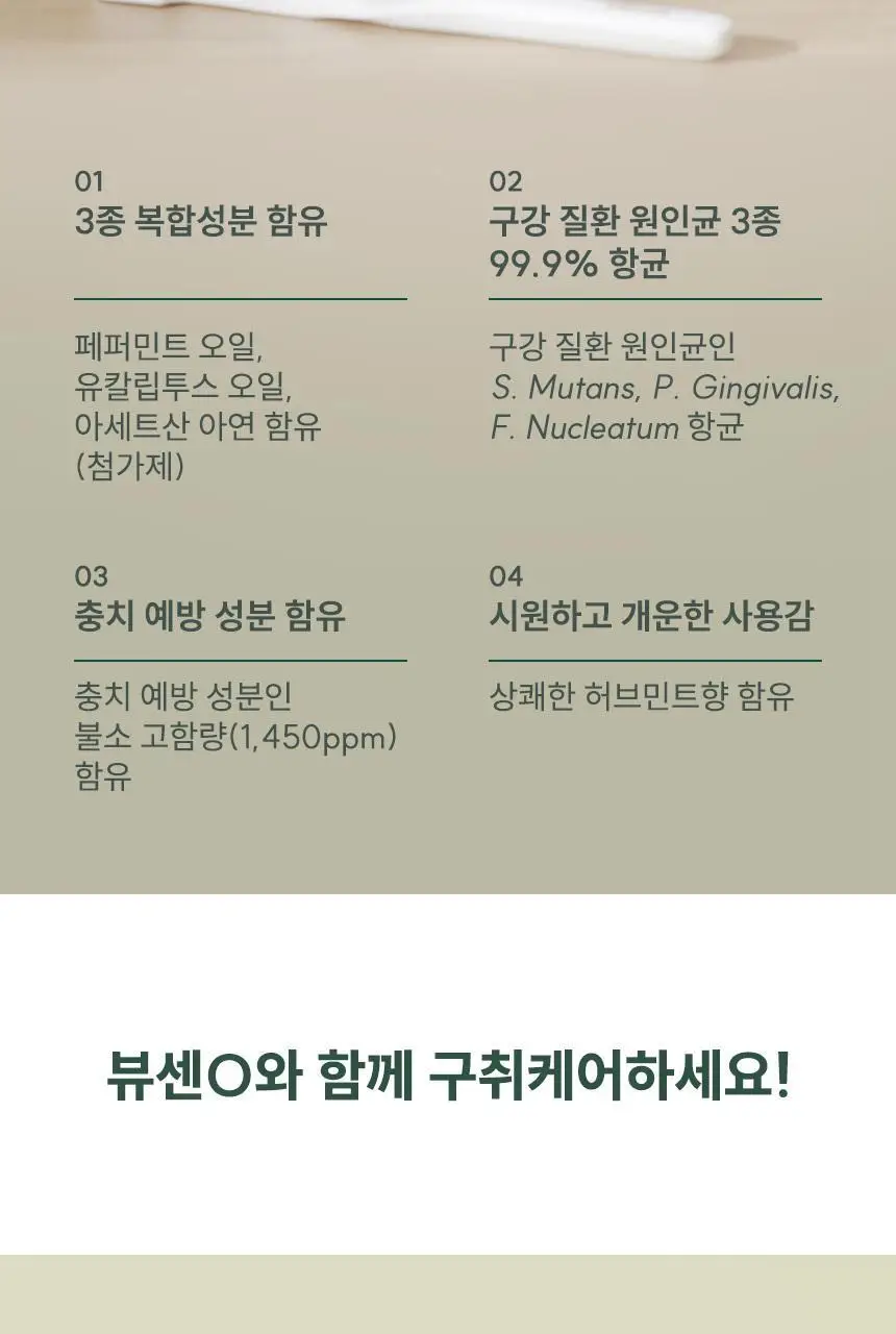 [고불소] 뷰센O 구취케어 치약 120g 상세페이지 6